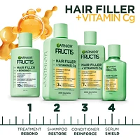 Fructis Hair Filler + Vitamin C Strength Repair Sulfate-Free Shampoo, for Weak Damaged Hair, up to 4X Less Breakage & 79% More Strength