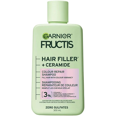 Fructis Hair Filler + Ceramide Colour Repair Sulfate-Free Shampoo, for Coloured and Bleached Hair, up to 9X Smoother Hair & 4 weeks of Vibrant Colour