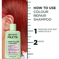 Fructis Hair Filler + Ceramide Colour Repair Sulfate-Free Shampoo, for Coloured and Bleached Hair, up to 9X Smoother Hair & 4 weeks of Vibrant Colour