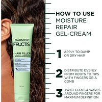 Fructis Hair Filler + Hyaluronic Acid Moisture Repair Sulfate-Free Cream-Gel, for Curly and Wavy Hair, Locks In Moisture & up to 100 Hours of Frizz Control