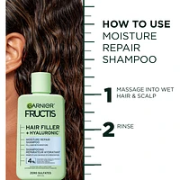 Fructis Hair Filler + Hyaluronic Acid Moisture Repair Sulfate-Free Shampoo, for Curly and Wavy Hair, up to 15X More Moisture & 100 Hours of Frizz Control