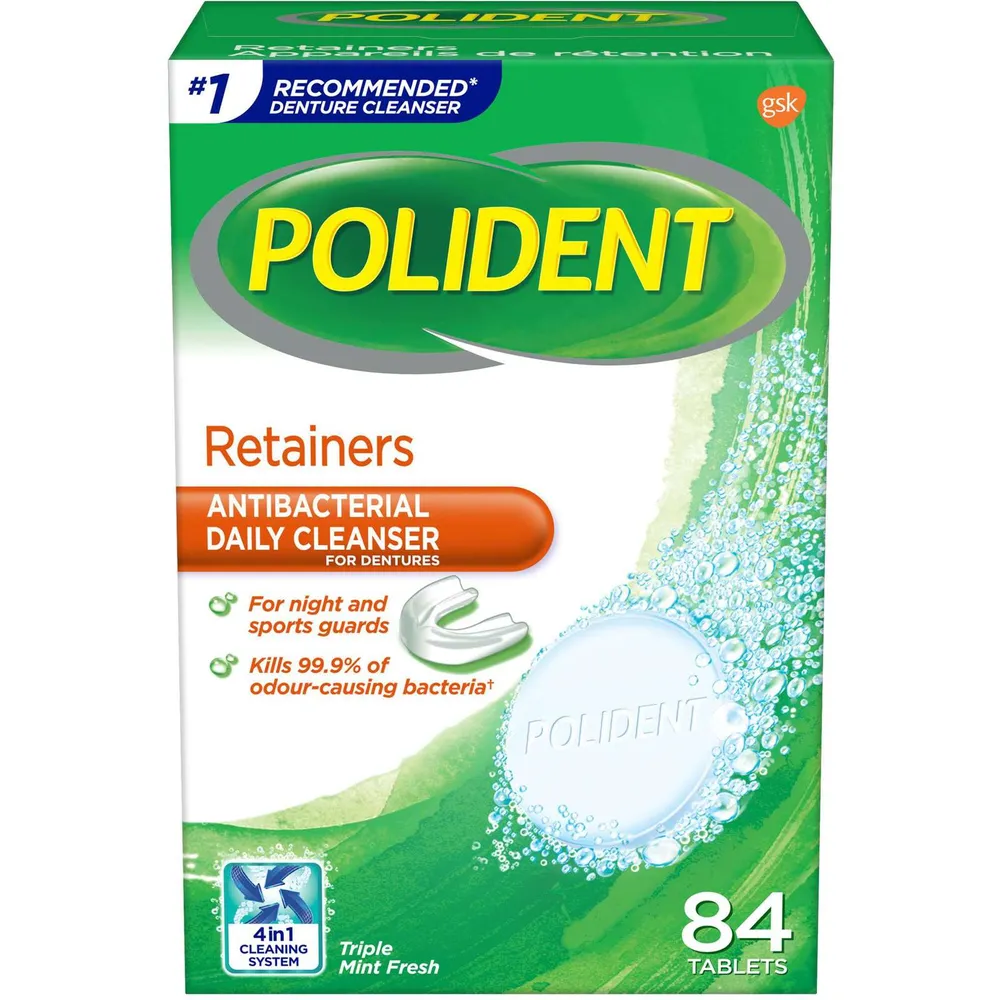 Polident for Retainers Daily Cleanser Triple Mint Fresh 84 tablets