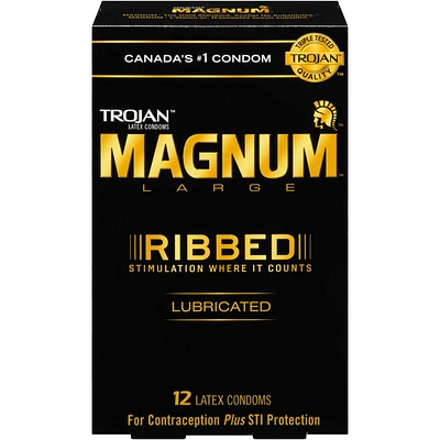 Magnum Ribbed Large Size Lubricated Condoms