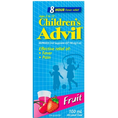 Children's Advil Fever and Pain Relief Ibuprofen Oral Suspension, Fruit, 100 mL