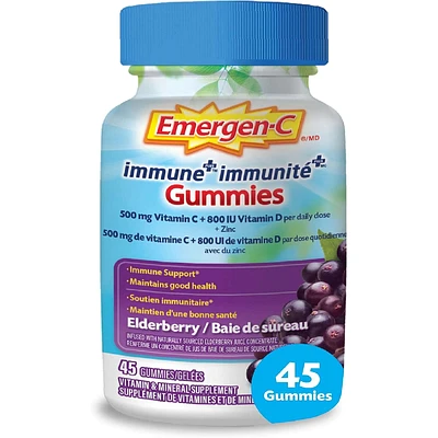 Immune+ Gummies 500mg Vitamin C and Multivitamin Supplement, Elderberry Flavour