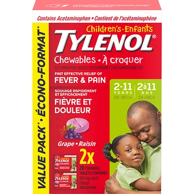 Childrens Medicine, Fever  Pain, Chewables, Grape