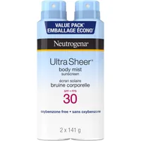 Ultra Sheer Body Mist Sunscreen Spray SPF 30, Duo Pack, 2 x 141g