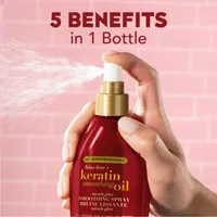 Frizz-Free + Keratin Smoothing Oil Miracle Gloss Spray, 5 in 1, De-frizz Hair, Shiny Hair, Keratin, Argan Oil