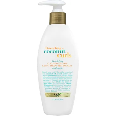 Quenching + Coconut Curls Frizz-Defying Curl Styling Milk, Nourishing Leave-In Hair Treatment with Coconut Oil, Citrus Oil & Honey, Paraben-Free and Sulfated-Surfactants Free
