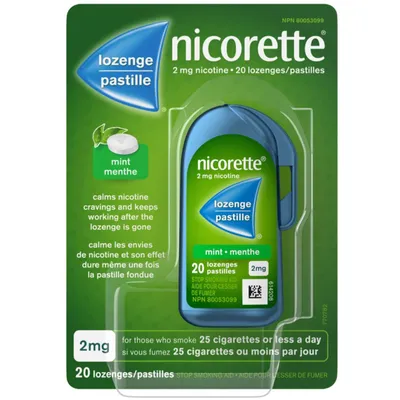 Nicotine Lozenges, 2mg, Mint, 20 Count