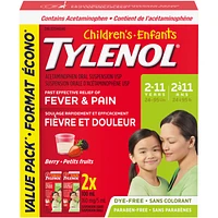 Children's Medicine for Fever & Pain, Dye-Free Berry Liquid, Value Pack