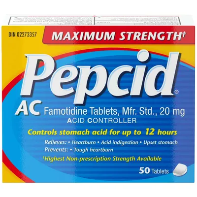 Pepcid Maximum Strength AC Tablets, Acid Reducer for Heartburn, 50 Count