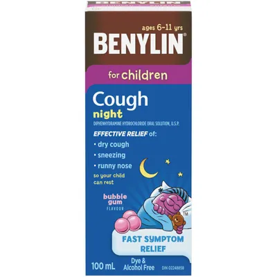Childrens' Cough & Cold Relief, Night, Bubble Gum Flavour