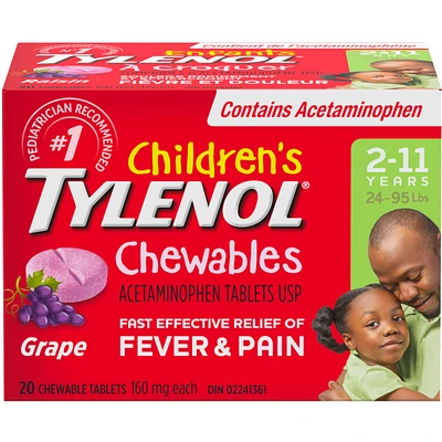 Children's Medicine, Fever & Pain, Chewable Tablets, Grape