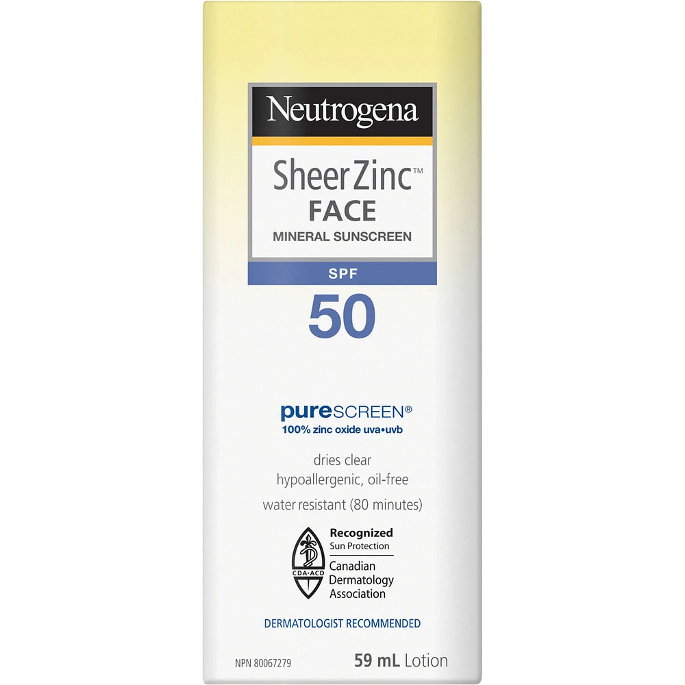 Face Sunscreen SPF 50, Sheer Zinc Mineral Sunscreen