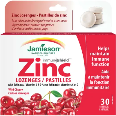 Zinc Lozenges with Echinacea, Vitamin C and D - Wild Cherry