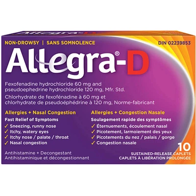Allegra®-D Tablets, Non-Drowsy Allergy Relief, Allergy + Congestion Relief, Age 12 Years+