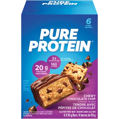 Pure Protein Bars, Chewy Chocolate Chip, Gluten Free Snack Bar