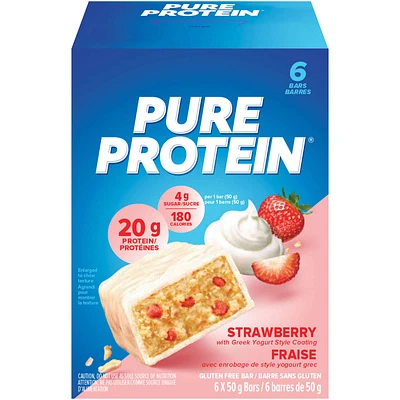 Pure Protein Bars, Strawberry with Greek Yogurt Style Coating,Gluten Free Snack Bar