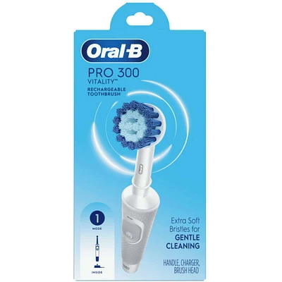 Oral-B Pro 300 Sensitive Clean Vitality Electric Toothbrush with 1 Brush Head, Rechargeable, White