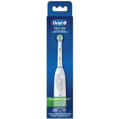 Oral-B Pro 100 FlossAction, Battery Powered Toothbrush, White