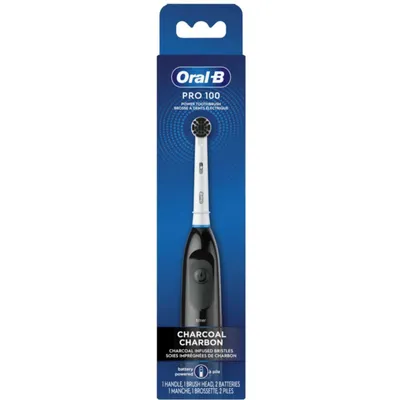 Oral-B Pro 100 Charcoal, Battery Powered Toothbrush, Black