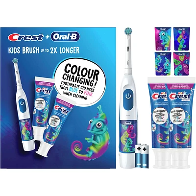 Kid's Electric Battery Powered Toothbrush + Kids Toothpaste for Ages 3+