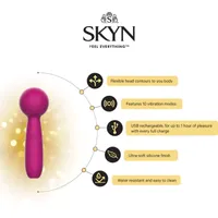 SKYN Tune Personal Massager - Miniature Vibrating Wand - ultra soft silicone finish, water resistant, 10 vibration modes