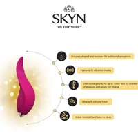 SKYN Wave Clitoral Stimulator, ultra soft silicone finish, water resistant, flickering clitoris massager, 10 Variable Speed, Rechargeable