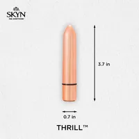 SKYN Thrill Personal Massager - Compact, Discreet, Vibrating Bullet Massager - Rose Gold Plating - Rechargeable, Water Resistant and Latex-Free, 3 speeds varying from gentle to intense.