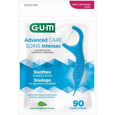 GUM Advanced Care Flossers, Mint - 90ct
