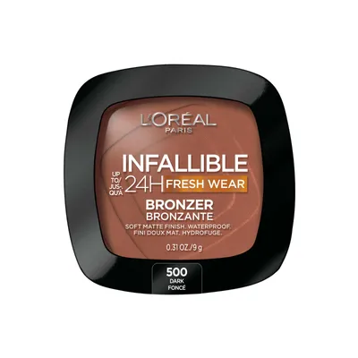 L'Oréal Paris Infallible Up to 24H Fresh Wear Bronzer, Longwear Soft Matte Finish, Waterproof & Heatproof, 200 Fair, 0.31 oz