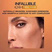 L'Oréal Paris Infallible Up to 24H Fresh Wear Bronzer, Longwear Soft Matte Finish, Waterproof & Heatproof, 200 Fair, 0.31 oz