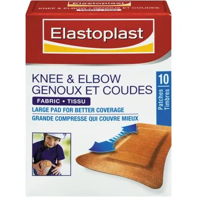 ELASTOPLAST Knee & Elbow Fabric Adhesive Bandages, 10 Strips