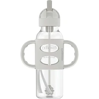 Sippy Straw Bottle w/Silicone Handles, Grey