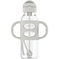 Sippy Straw Bottle w/Silicone Handles, Grey