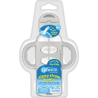 Sippy Straw Bottle w/Silicone Handles, Grey