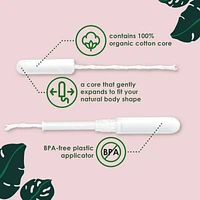 Cotton Tampons Regular/Super Absorbency Multipack, Free from Chlorine Bleaching, Pesticides, Fragrances, or Dyes