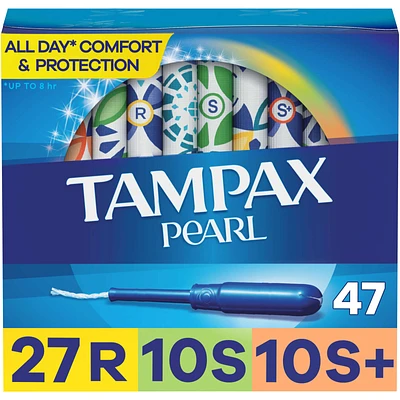 Pearl Tampons Trio Multipack, with LeakGuard Braid, Regular/Super/Super Plus Absorbency, Unscented