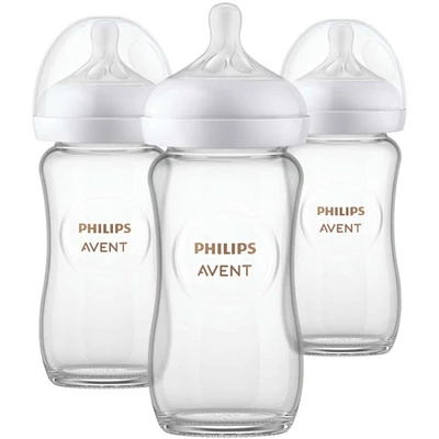 Glass Natural Baby Bottle With Natural Response Nipple, 3 pack, SCY913/03
