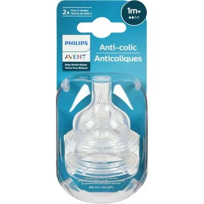 Avent Anti-colic Baby Bottle Flow 2 Nipple, 2 pack