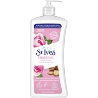 St. Ives  Smoothing Body Lotion hydrates for smooth, silky skin Rose & Argan Oil made with 100% natural moisturizers 621 mL