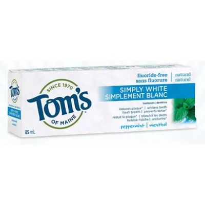 Tom's of Maine Simply White Peppermint Natural Fluoride-Free Toothpaste  85ML