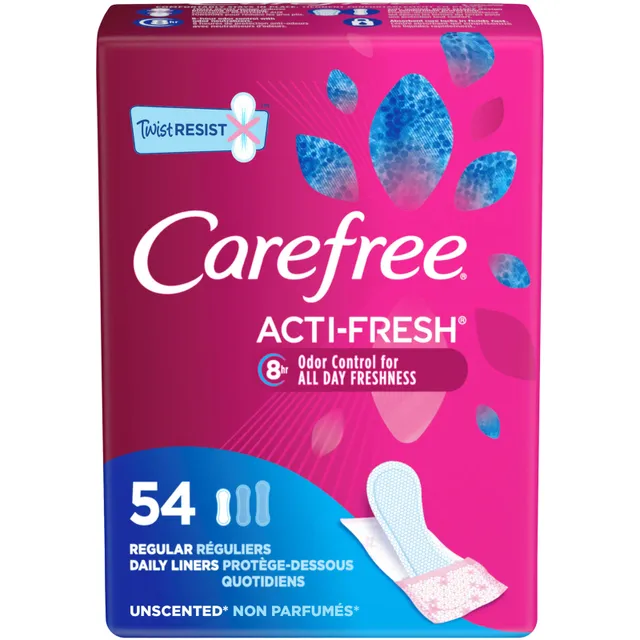 Carefree Acti-Fresh Body Shape Panty Liners Thin To Go Pack of 60 Liners