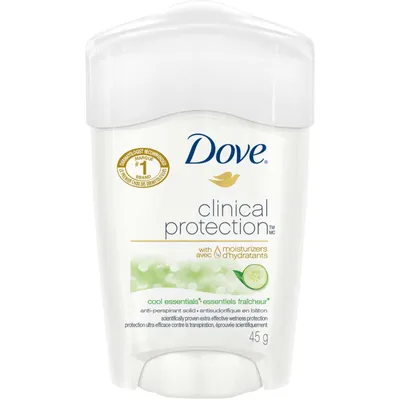 Dove Clinical Protection Antiperspirant Stick for sensitive skin Cool Essentials antibacterial odour protection 45 g