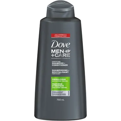 Dove Men+Care Fortifying Shampoo & Conditioner 2in1 for daily use Fresh Clean with caffeine and menthol 750 ml