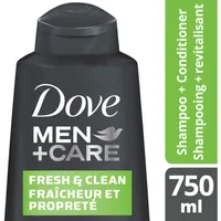 Dove Men+Care Fortifying Shampoo & Conditioner 2in1 for daily use Fresh Clean with caffeine and menthol 750 ml