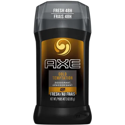 AXE  Antiperspirant Stick for Long Lasting Sweat Protection Gold Temptation Gold Amber Men's Antiperspirant 48 hours anti-sweat with high definition scent 76 GR