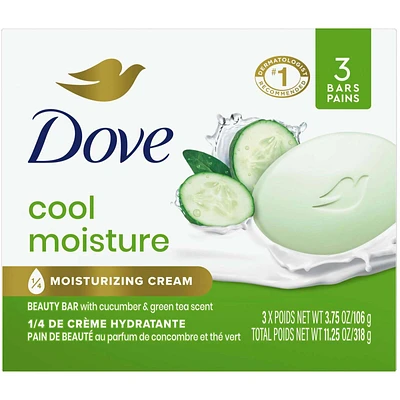Dove Refreshing Beauty Bar for revitalized skin Cucumber and Green Tea 106 g 3 count