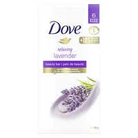 Dove Beauty Bar Gentle Skin Cleanser Moisturizing for Gentle Soft Skin Care Relaxing Lavender More Moisturizing Than Bar Soap 106 g 6 count